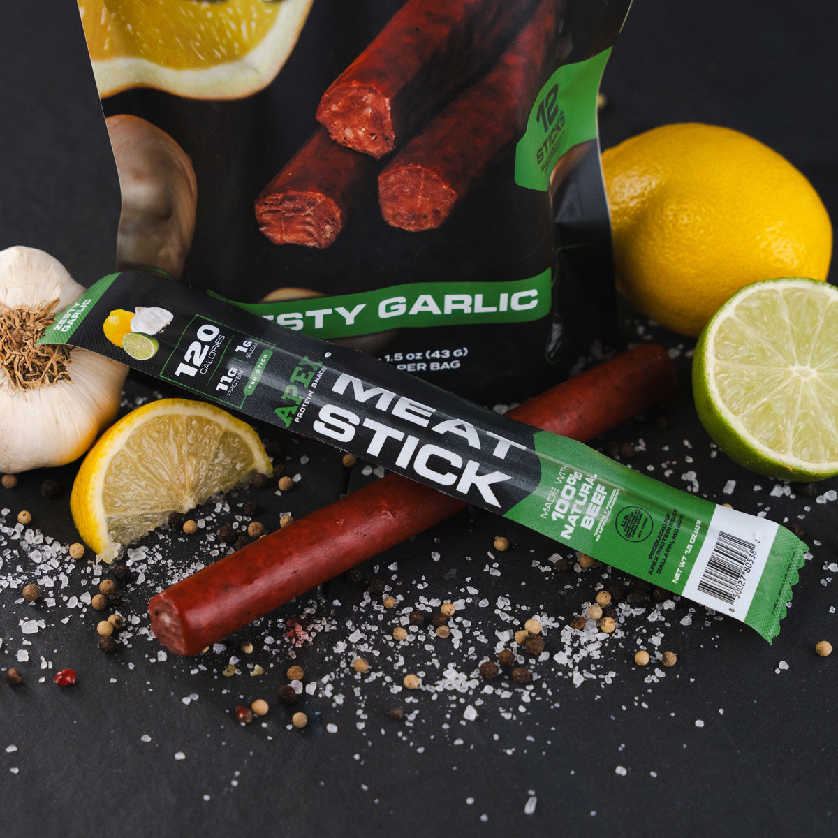 Protein Meat Sticks | Zesty Garlic - Apex Protein Snacks