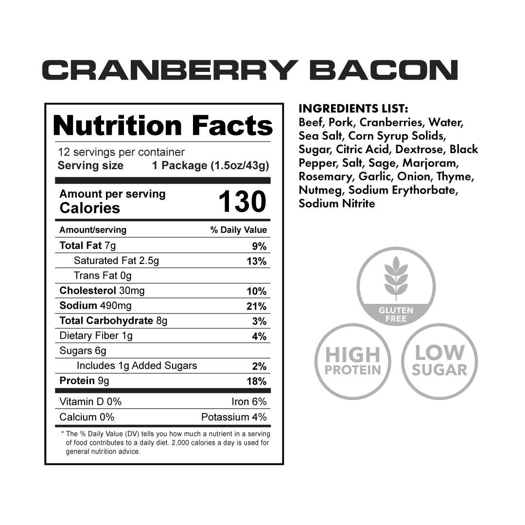Cranberry Bacon Apex Protein Snack - Nutritional Facts
