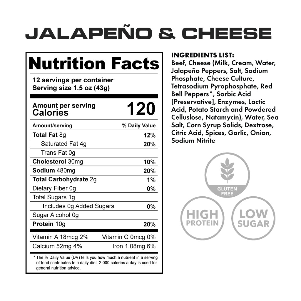 apex protein sticks jalapeno cheese - nutritional facts