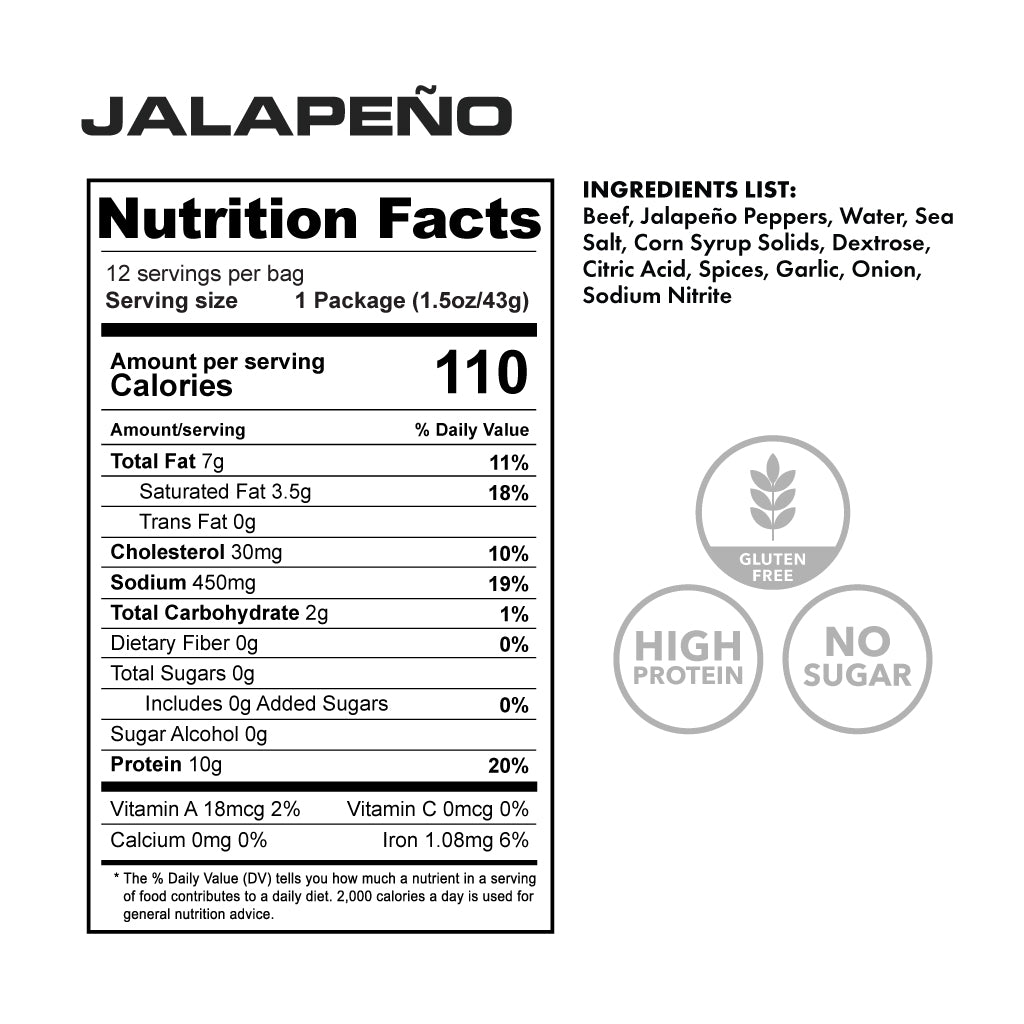 jalapeno meat stick - nutritional facts