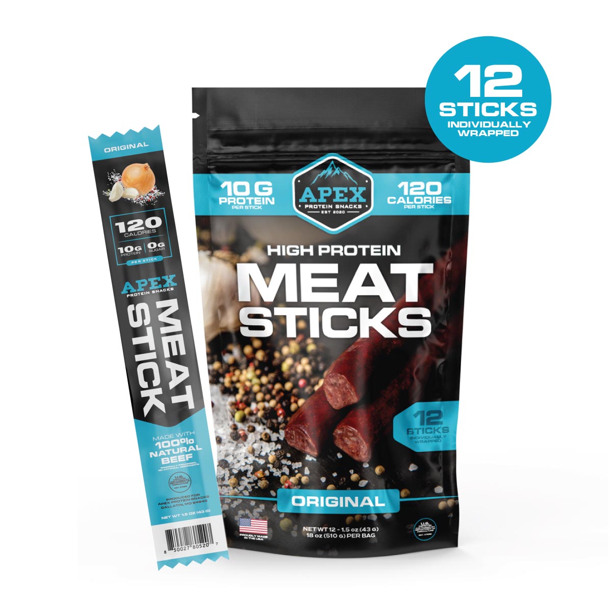 Protein Meat Sticks Apex Protein Snacks Original