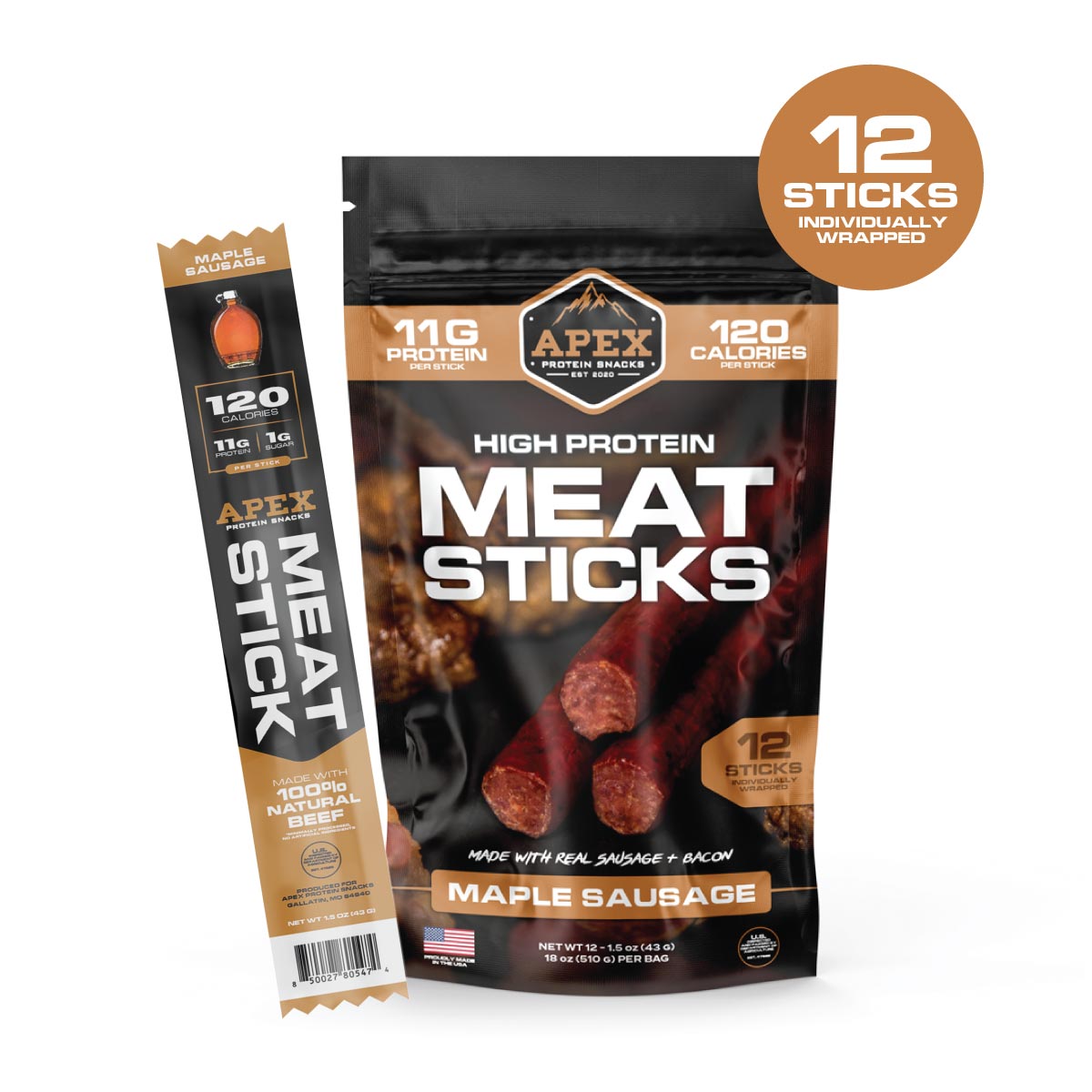 apex protein snacks - maple sausage